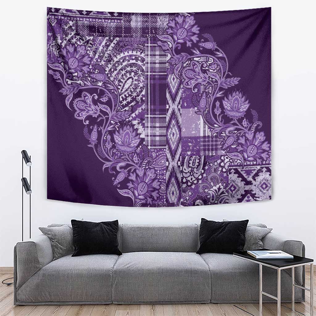 Africa Floral mix Maasai Shuka Tapestry Purple Moitf - Wonder Print Shop
