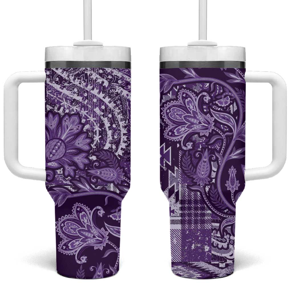 Africa Floral mix Maasai Shuka Tumbler With Handle Purple Moitf - Wonder Print Shop