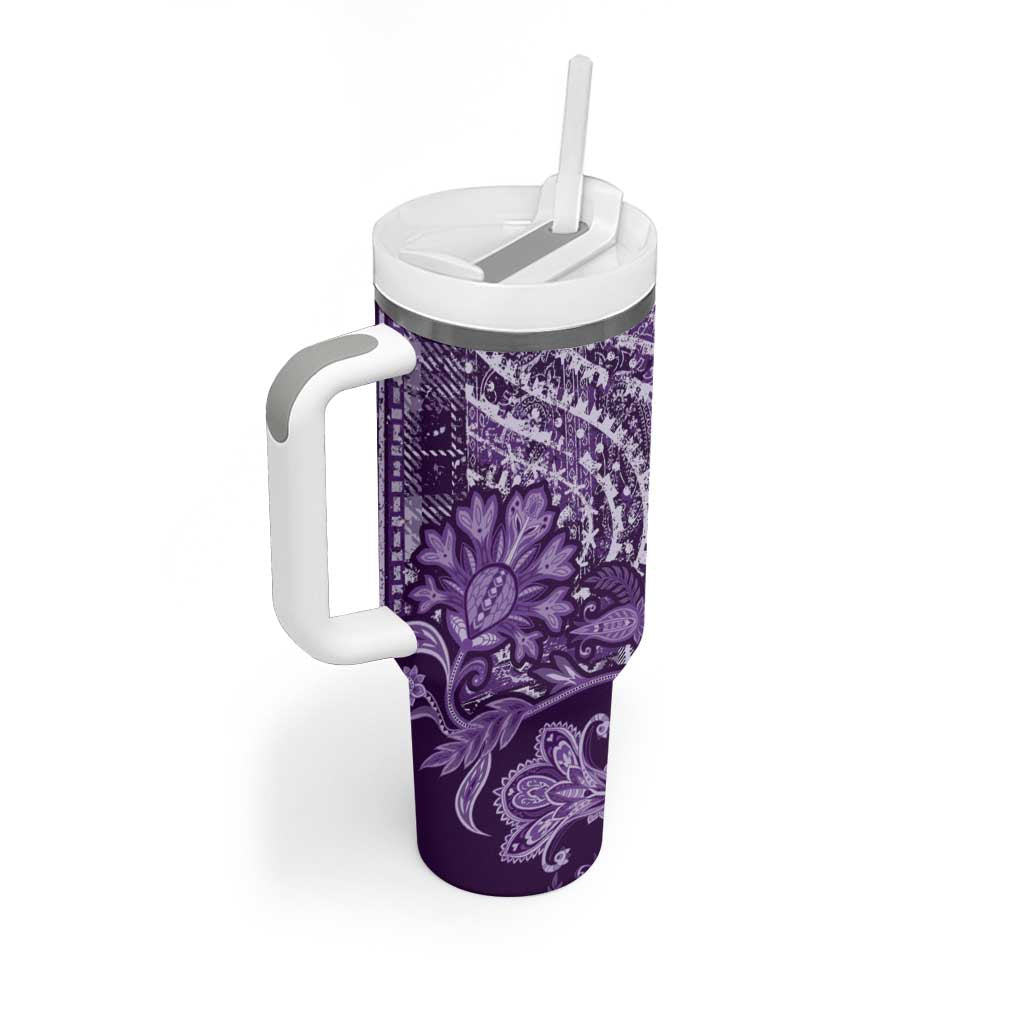 Africa Floral mix Maasai Shuka Tumbler With Handle Purple Moitf - Wonder Print Shop