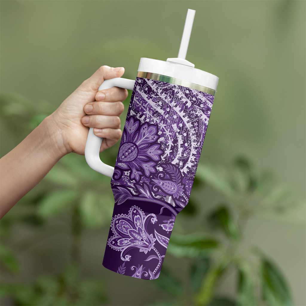 Africa Floral mix Maasai Shuka Tumbler With Handle Purple Moitf - Wonder Print Shop