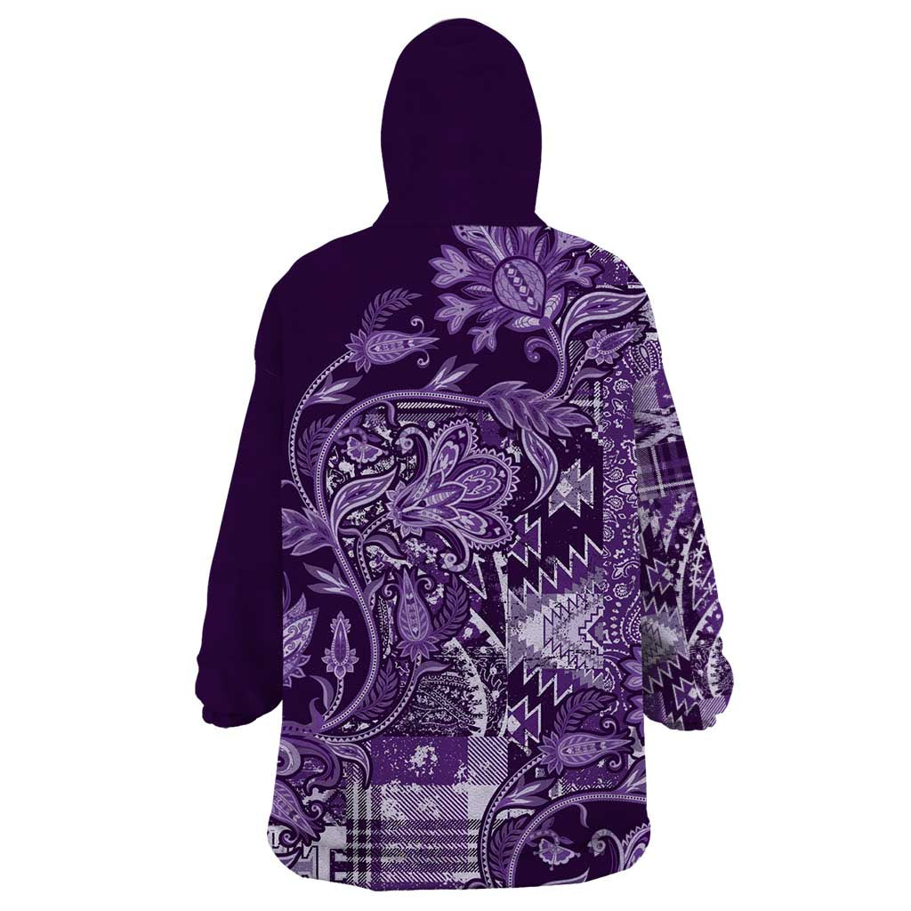 Africa Floral mix Maasai Shuka Wearable Blanket Hoodie Purple Moitf - Wonder Print Shop