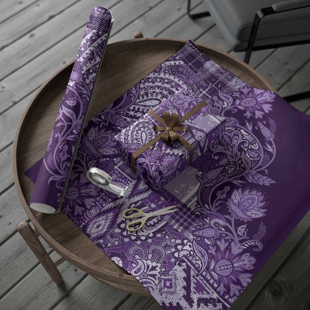 Africa Floral mix Maasai Shuka Wrapping Paper Purple Moitf - Wonder Print Shop