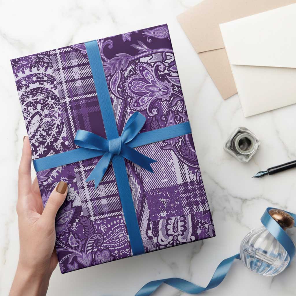 Africa Floral mix Maasai Shuka Wrapping Paper Purple Moitf - Wonder Print Shop