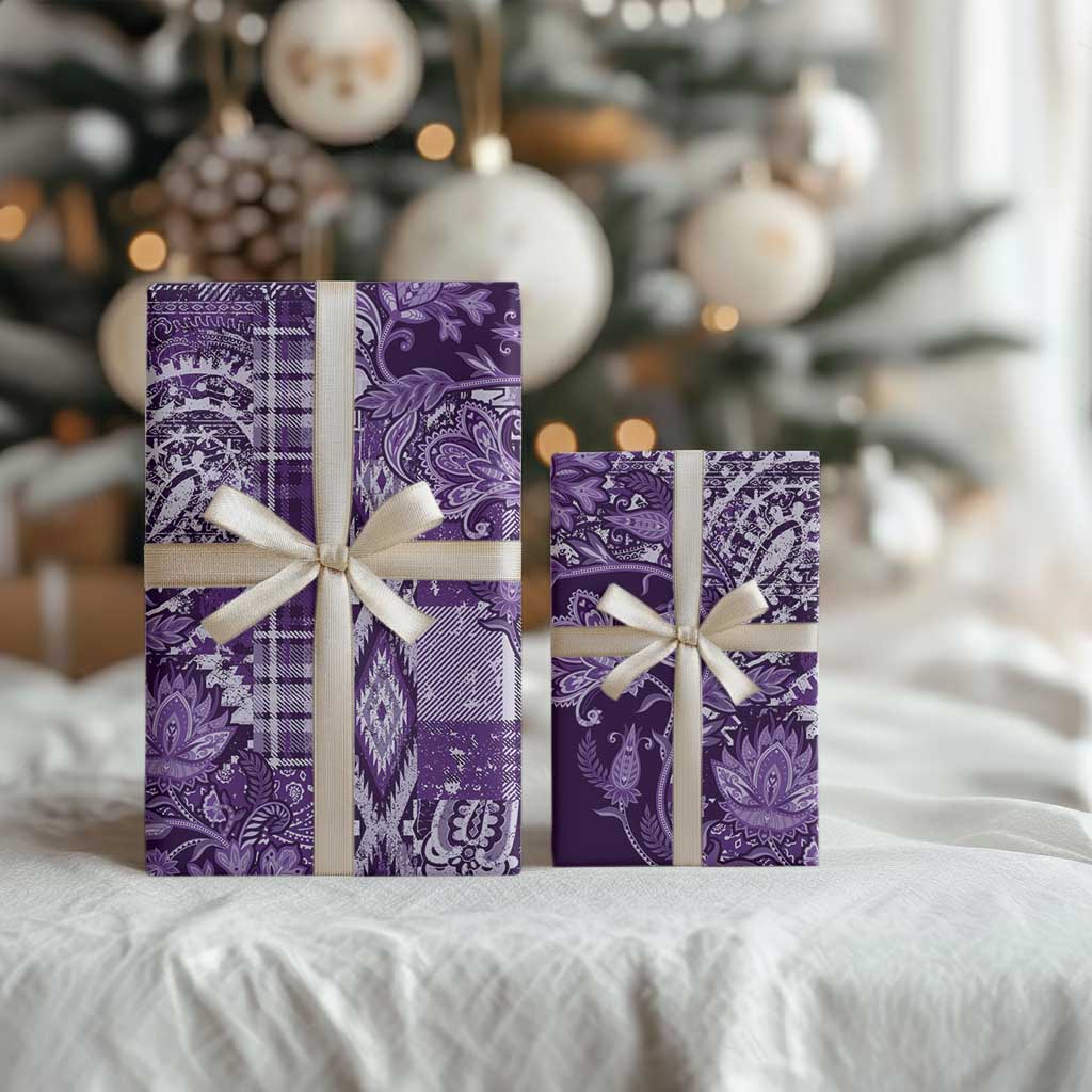 Africa Floral mix Maasai Shuka Wrapping Paper Purple Moitf - Wonder Print Shop