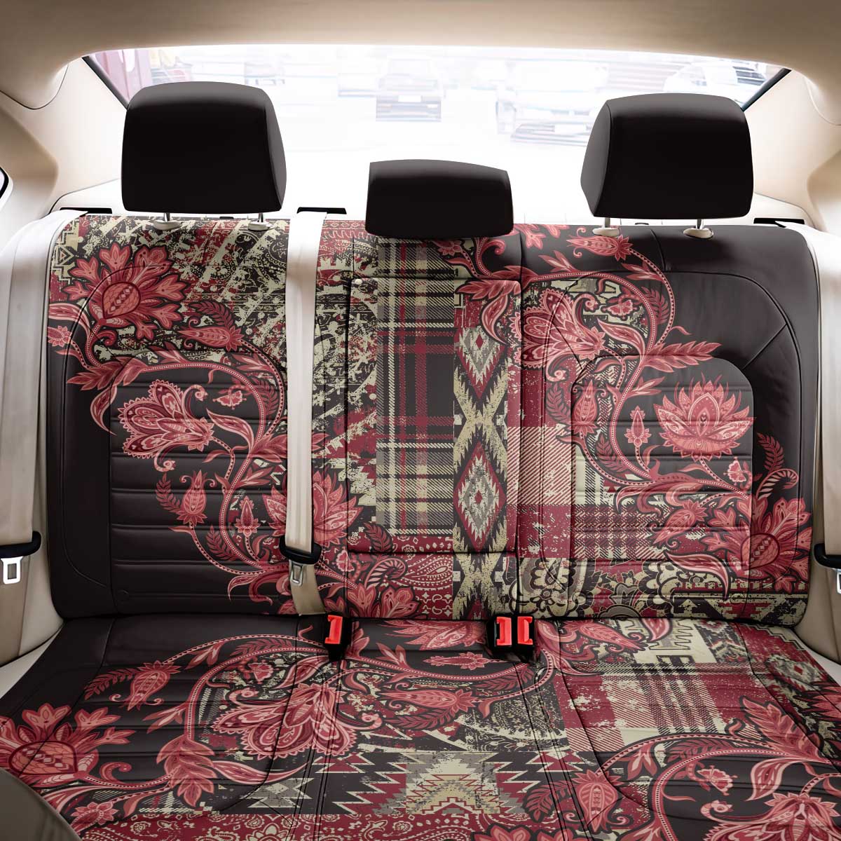Africa Floral mix Maasai Shuka Back Car Seat Cover Red Moitf LT9 - Wonder Print Shop