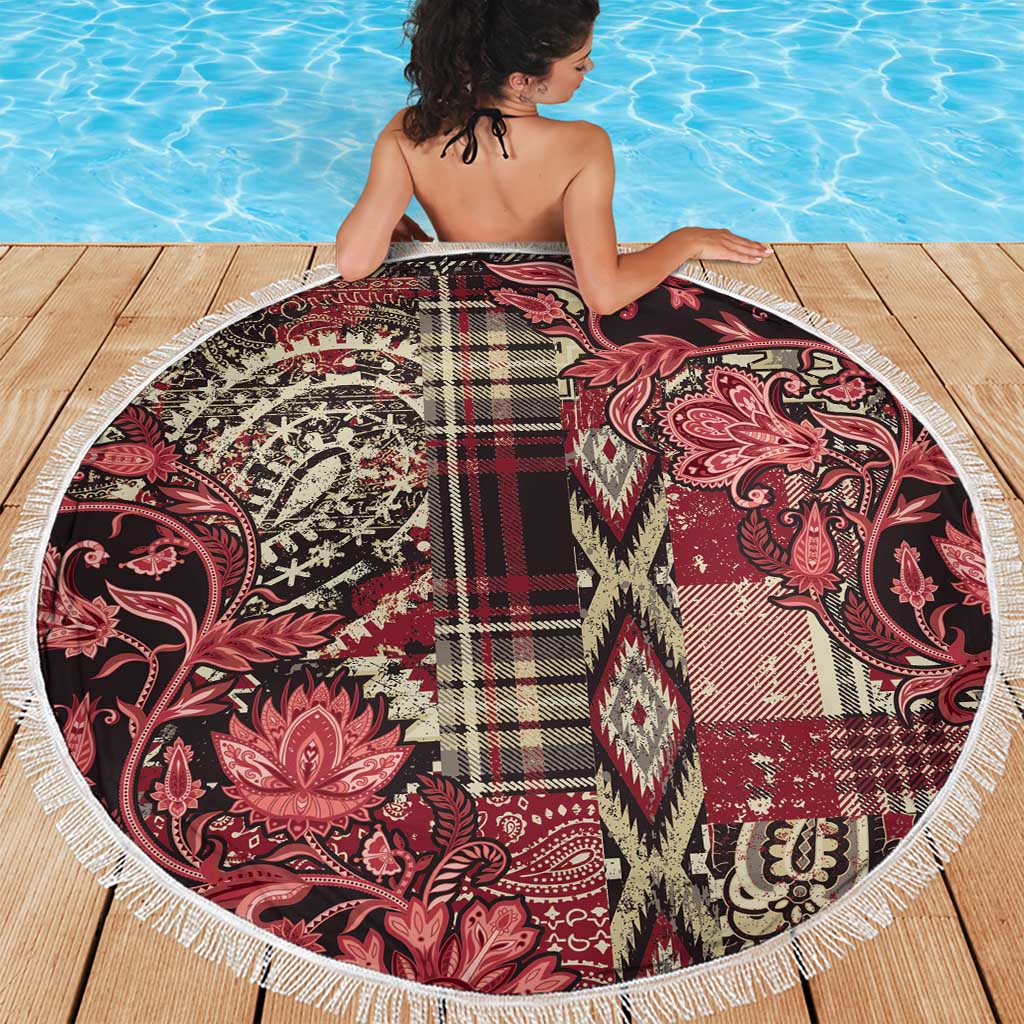Africa Floral mix Maasai Shuka Beach Blanket Red Moitf LT9 - Wonder Print Shop