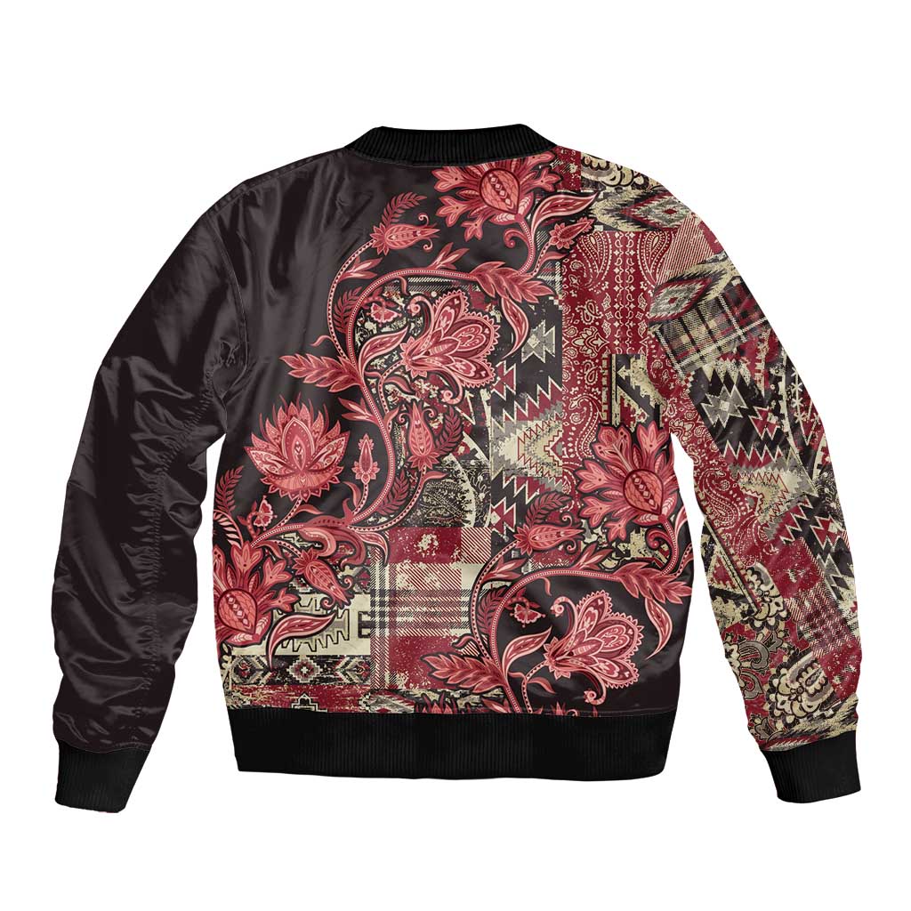 Africa Floral mix Maasai Shuka Bomber Jacket Red Moitf LT9 - Wonder Print Shop