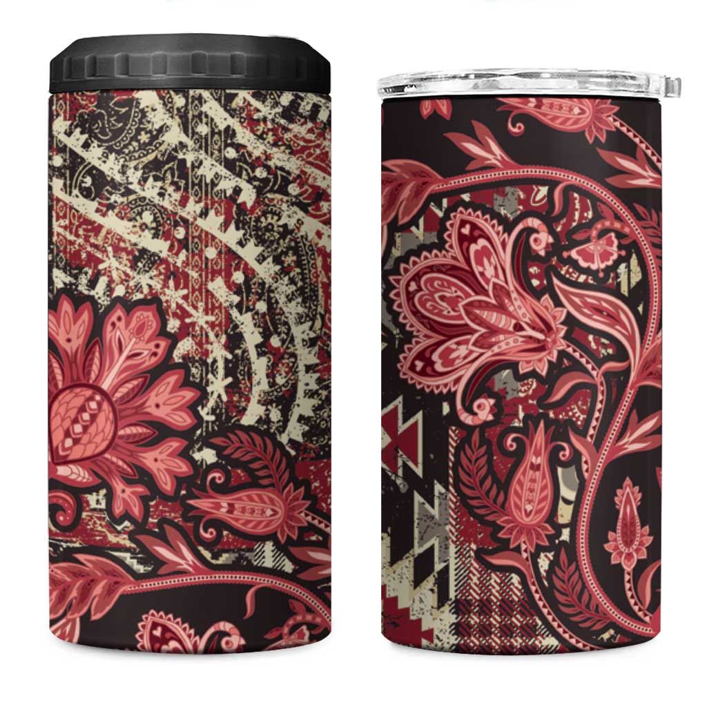 Africa Floral mix Maasai Shuka 4 in 1 Can Cooler Tumbler Red Moitf LT9 - Wonder Print Shop