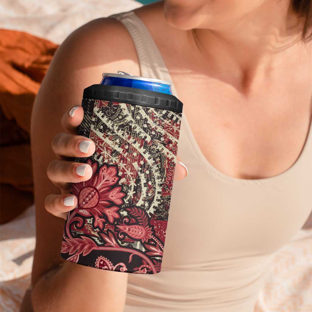 Africa Floral mix Maasai Shuka 4 in 1 Can Cooler Tumbler Red Moitf LT9 - Wonder Print Shop