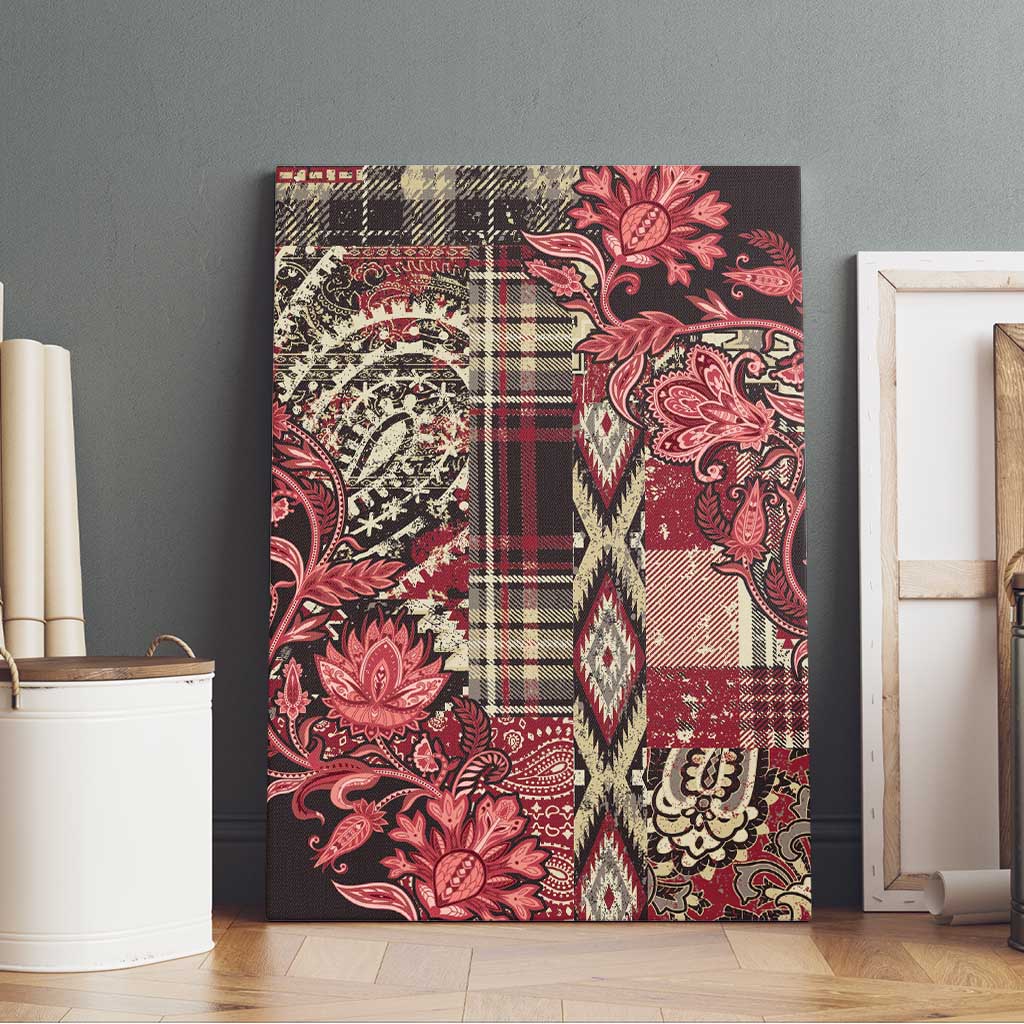 Africa Floral mix Maasai Shuka Canvas Wall Art Red Moitf LT9 - Wonder Print Shop
