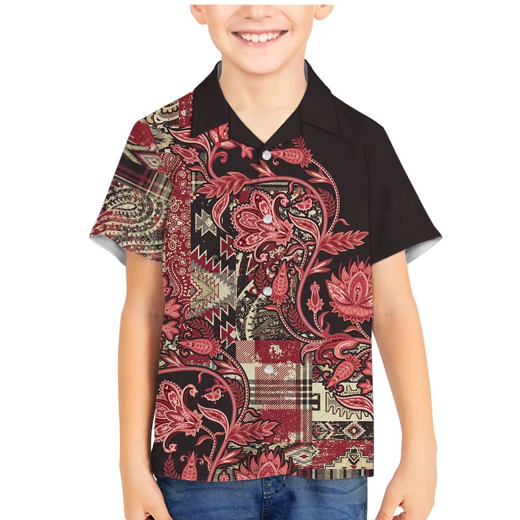 Africa Floral mix Maasai Shuka Family Matching Mermaid Dress and Hawaiian Shirt Red Moitf LT9 - Wonder Print Shop