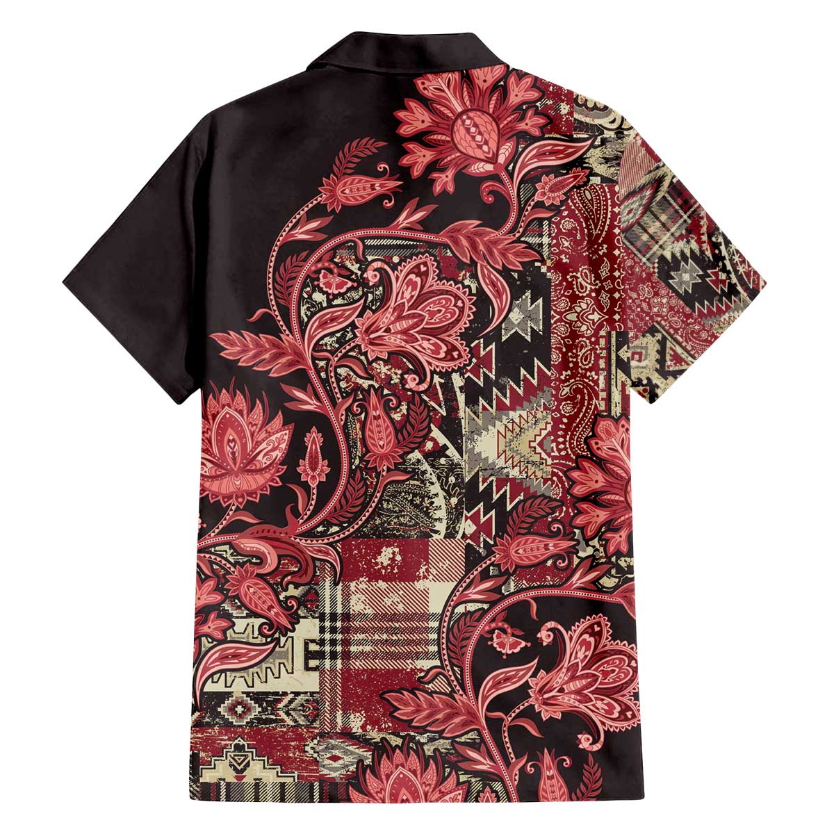 Africa Floral mix Maasai Shuka Family Matching Off The Shoulder Long Sleeve Dress and Hawaiian Shirt Red Moitf - Wonder Print Shop