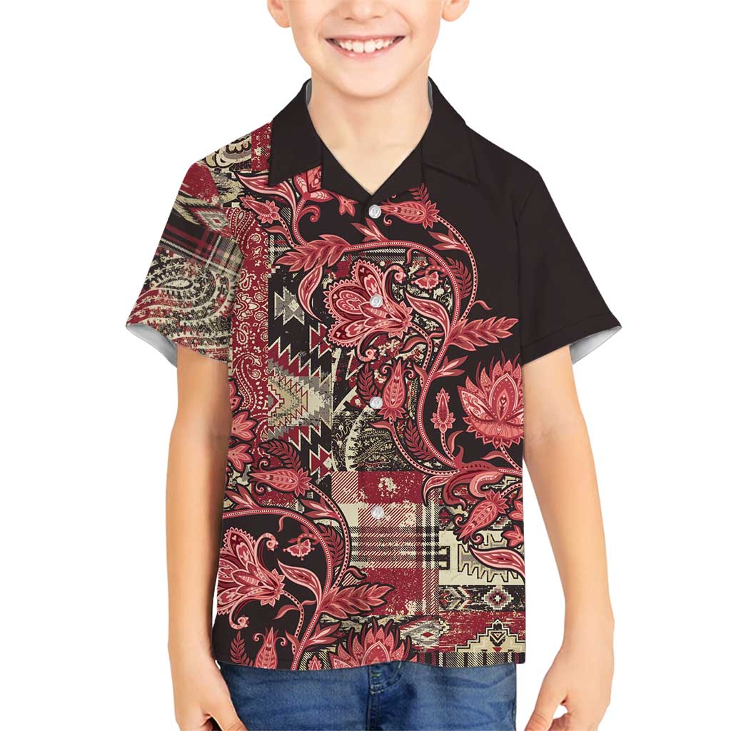 Africa Floral mix Maasai Shuka Family Matching Off Shoulder Maxi Dress and Hawaiian Shirt Red Moitf LT9 - Wonder Print Shop