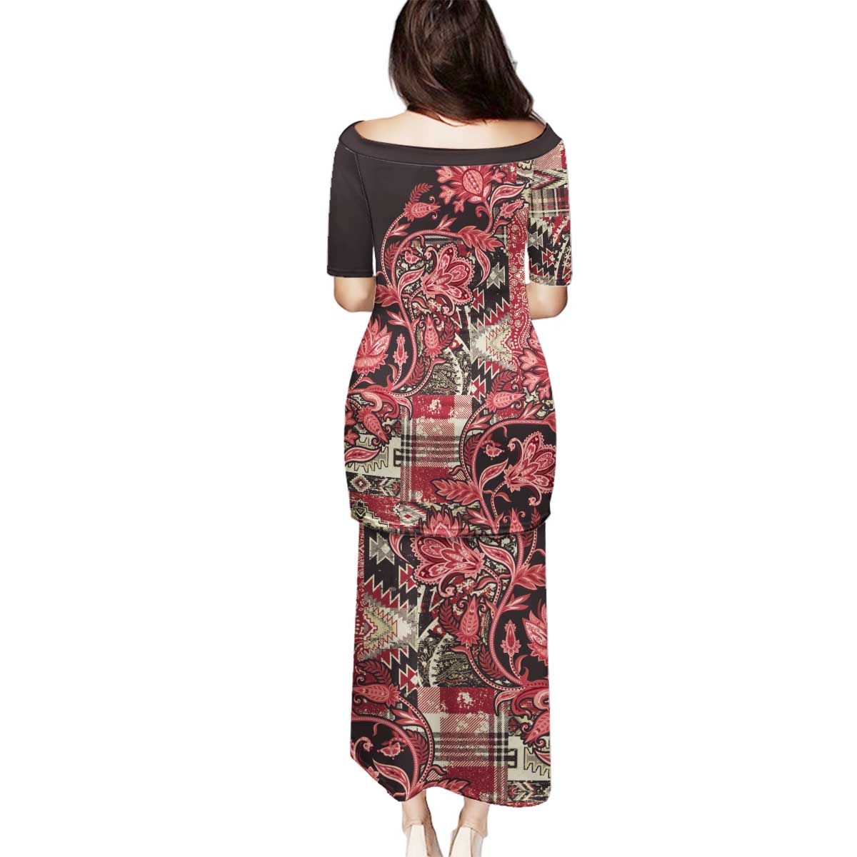 Africa Floral mix Maasai Shuka Family Matching Puletasi and Hawaiian Shirt Red Moitf - Wonder Print Shop