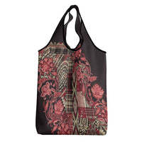 Africa Floral mix Maasai Shuka Grocery Bag Red Moitf