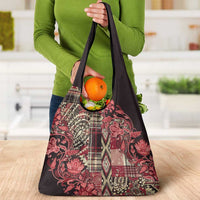 Africa Floral mix Maasai Shuka Grocery Bag Red Moitf