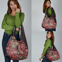 Africa Floral mix Maasai Shuka Grocery Bag Red Moitf