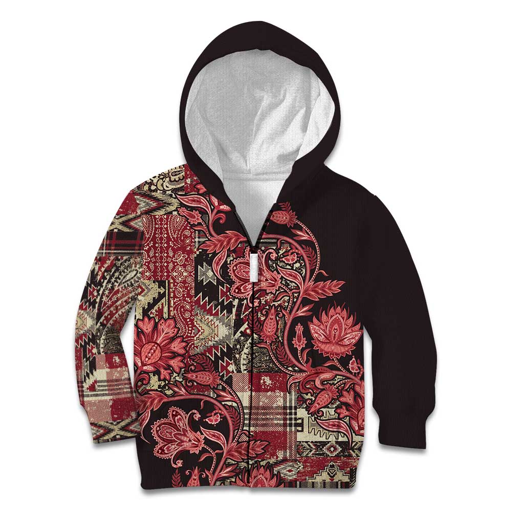 Africa Floral mix Maasai Shuka Kid Hoodie Red Moitf - Wonder Print Shop