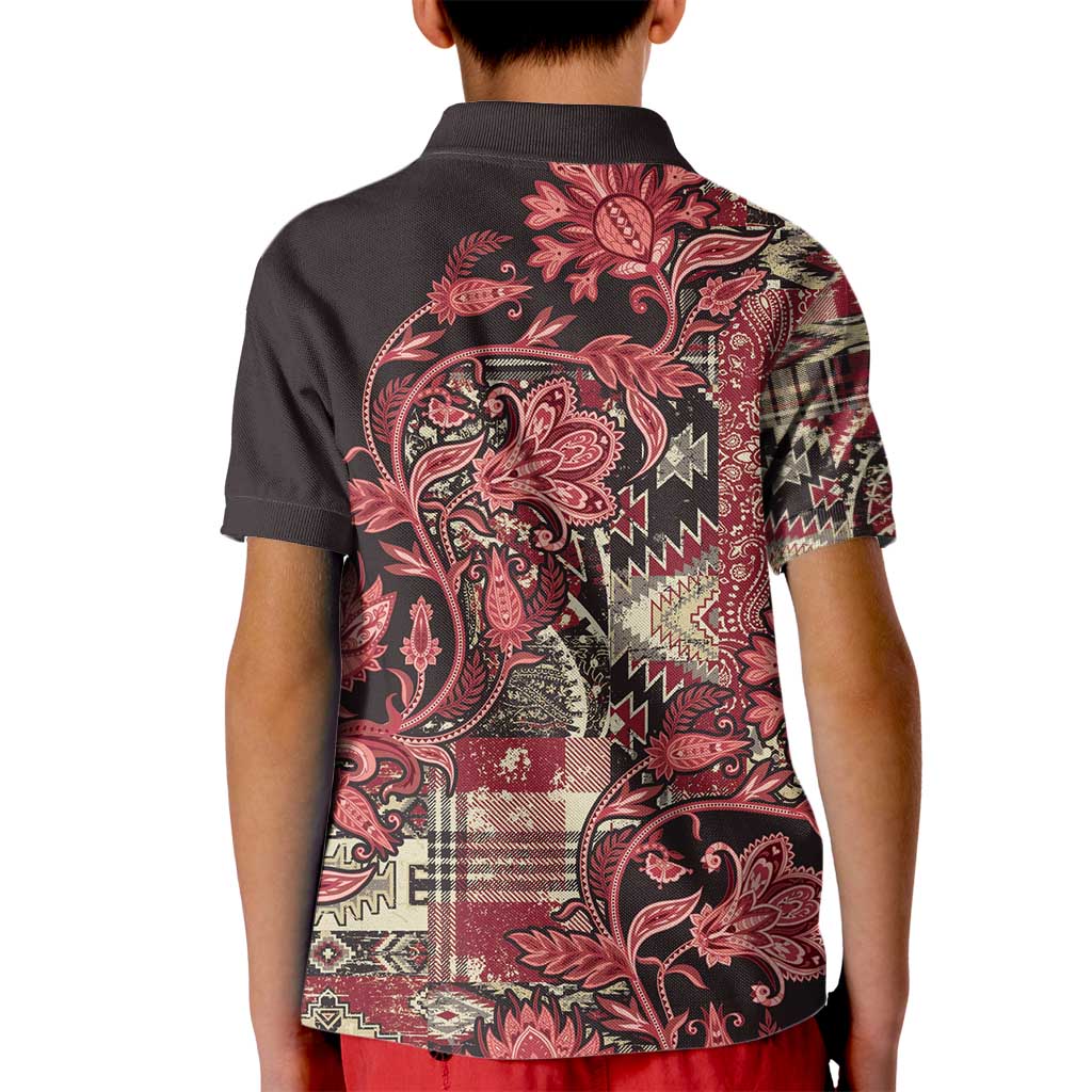 Africa Floral mix Maasai Shuka Kid Polo Shirt Red Moitf - Wonder Print Shop