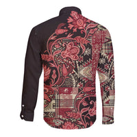 Africa Floral mix Maasai Shuka Long Sleeve Button Shirt Red Moitf - Wonder Print Shop