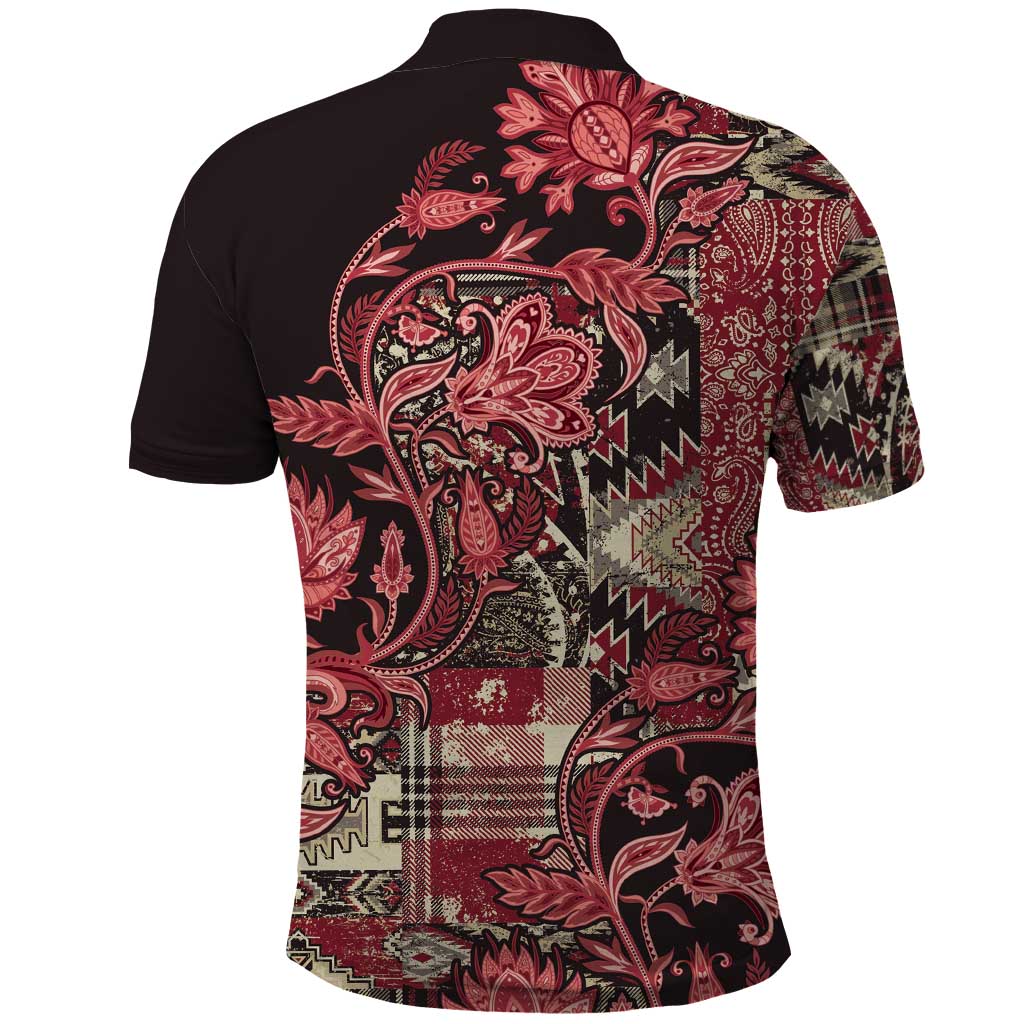 Africa Floral mix Maasai Shuka Polo Shirt Red Moitf - Wonder Print Shop