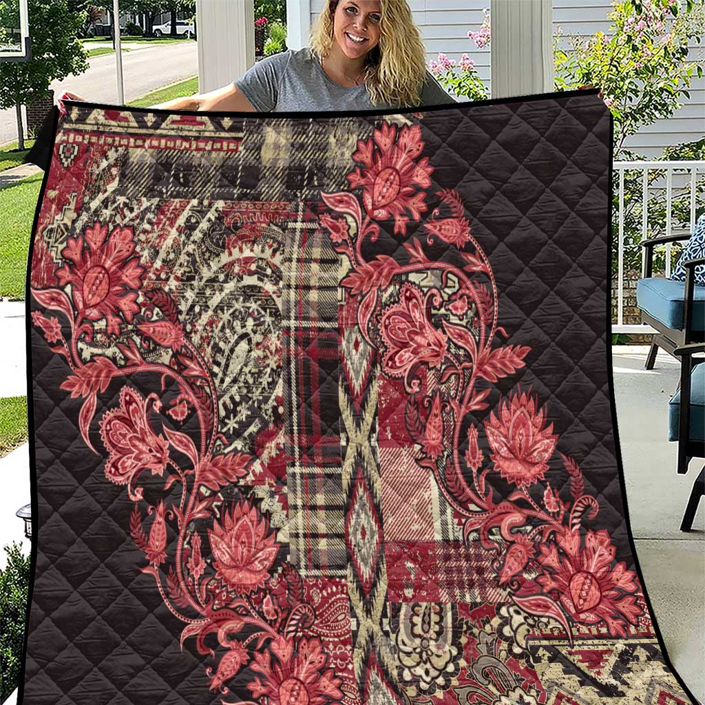 Africa Floral mix Maasai Shuka Quilt Red Moitf - Wonder Print Shop