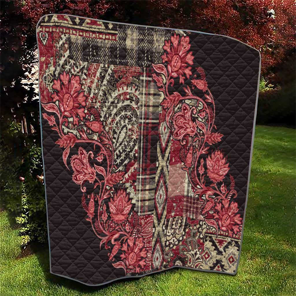 Africa Floral mix Maasai Shuka Quilt Red Moitf - Wonder Print Shop