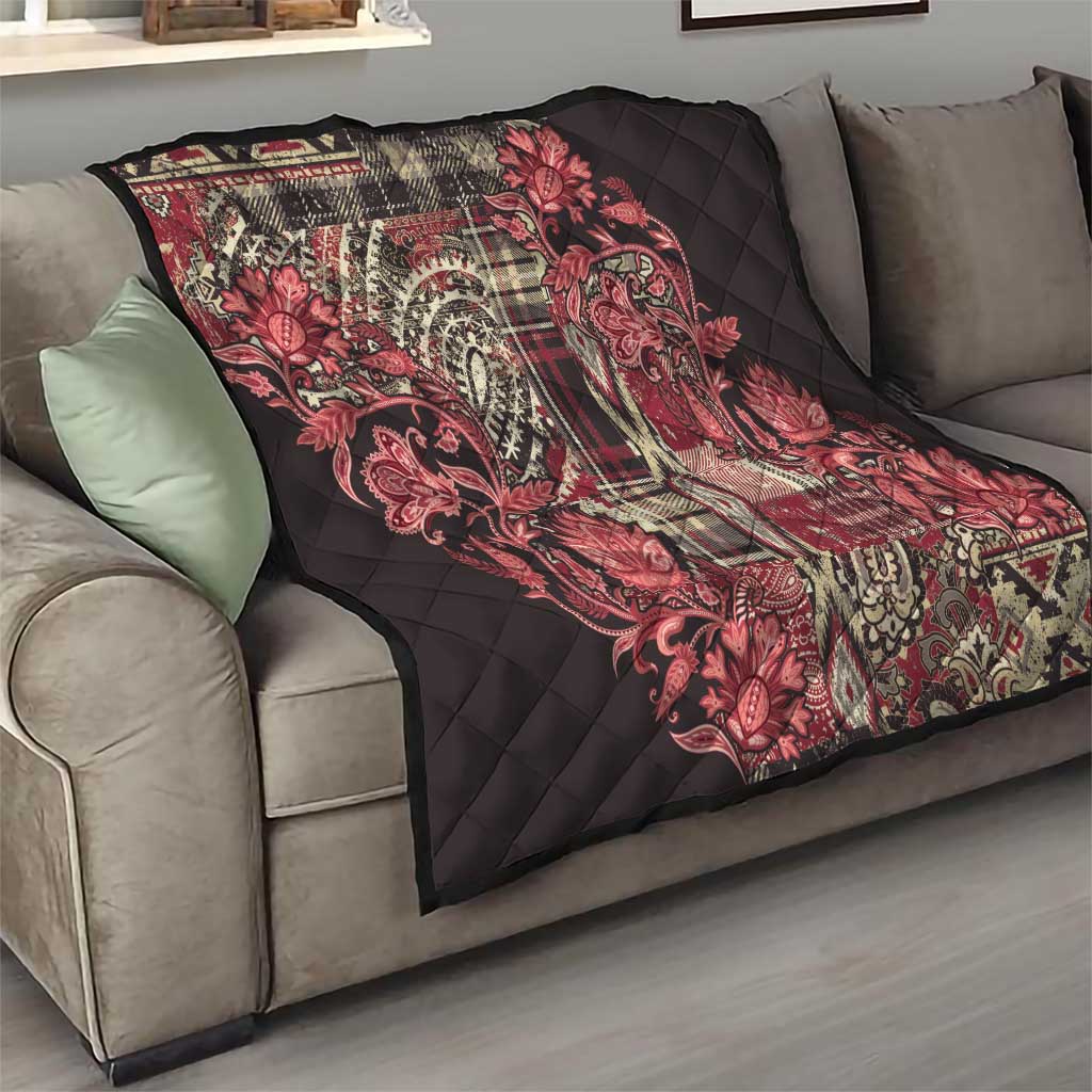 Africa Floral mix Maasai Shuka Quilt Red Moitf - Wonder Print Shop