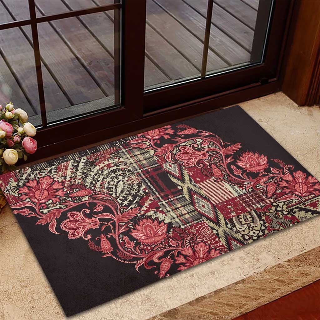 Africa Floral mix Maasai Shuka Rubber Doormat Red Moitf - Wonder Print Shop
