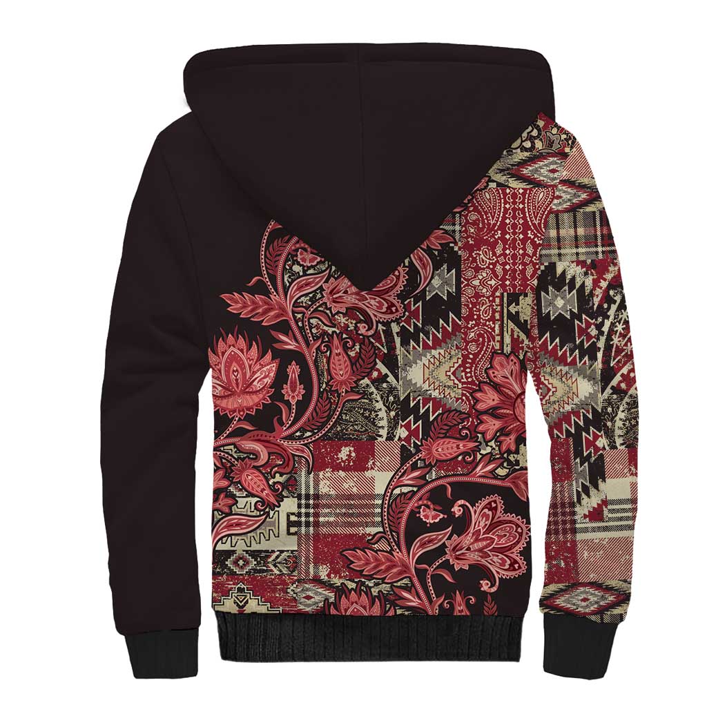Africa Floral mix Maasai Shuka Sherpa Hoodie Red Moitf - Wonder Print Shop
