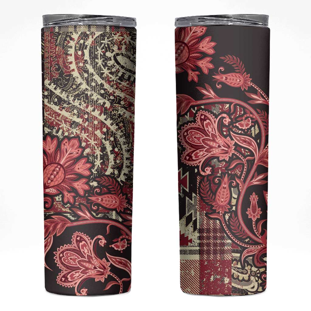 Africa Floral mix Maasai Shuka Skinny Tumbler Red Moitf - Wonder Print Shop