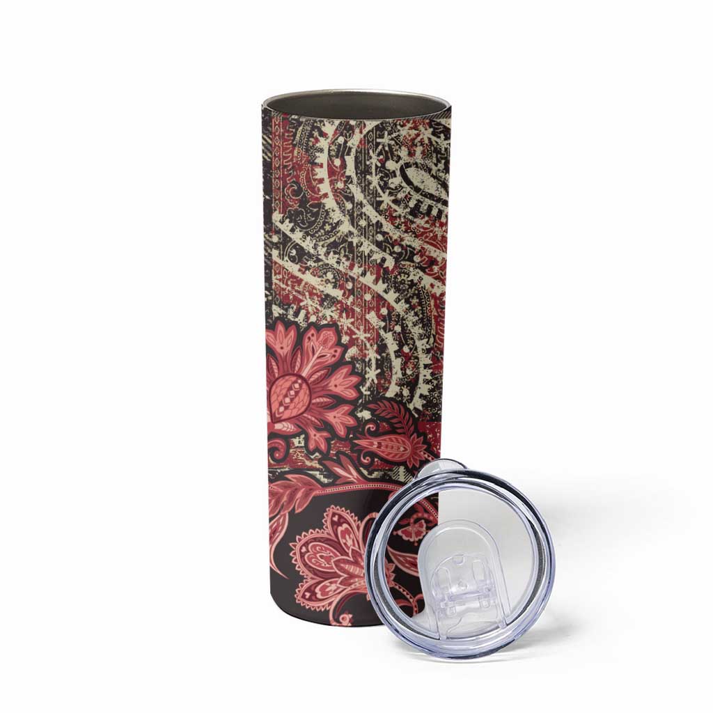 Africa Floral mix Maasai Shuka Skinny Tumbler Red Moitf - Wonder Print Shop