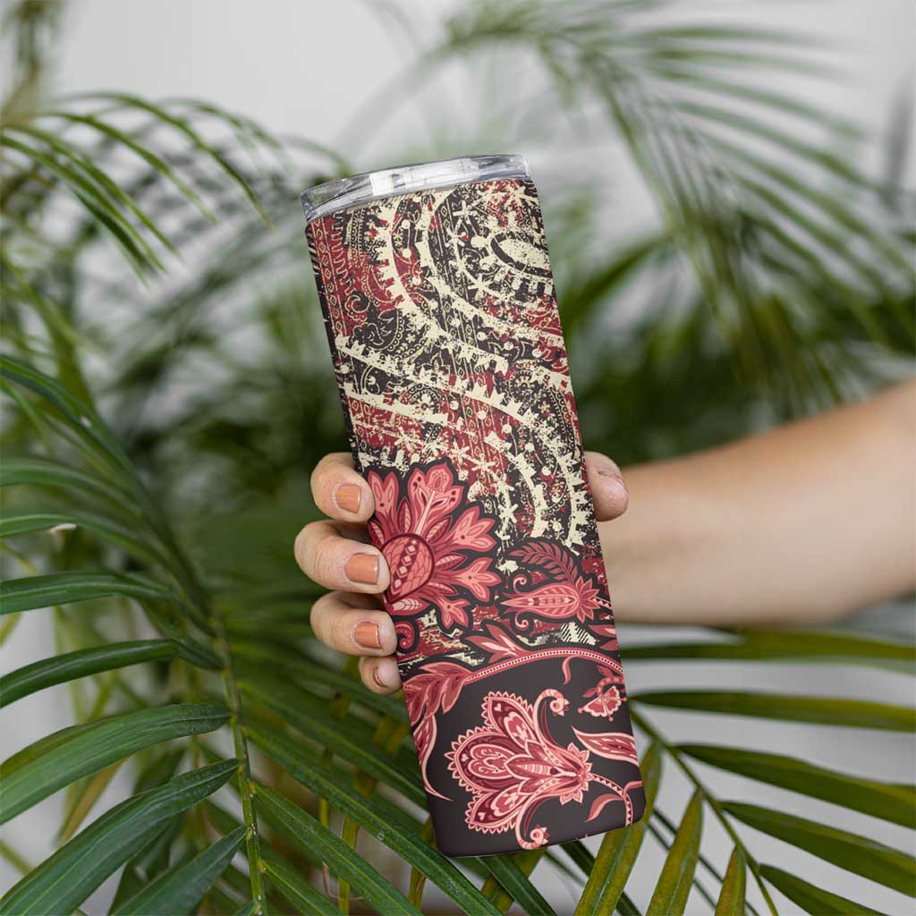 Africa Floral mix Maasai Shuka Skinny Tumbler Red Moitf - Wonder Print Shop