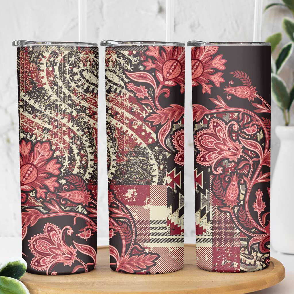 Africa Floral mix Maasai Shuka Skinny Tumbler Red Moitf - Wonder Print Shop
