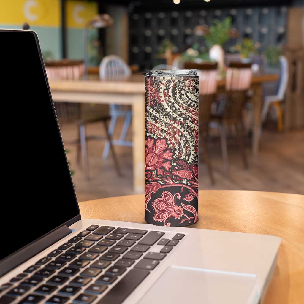 Africa Floral mix Maasai Shuka Skinny Tumbler Red Moitf - Wonder Print Shop