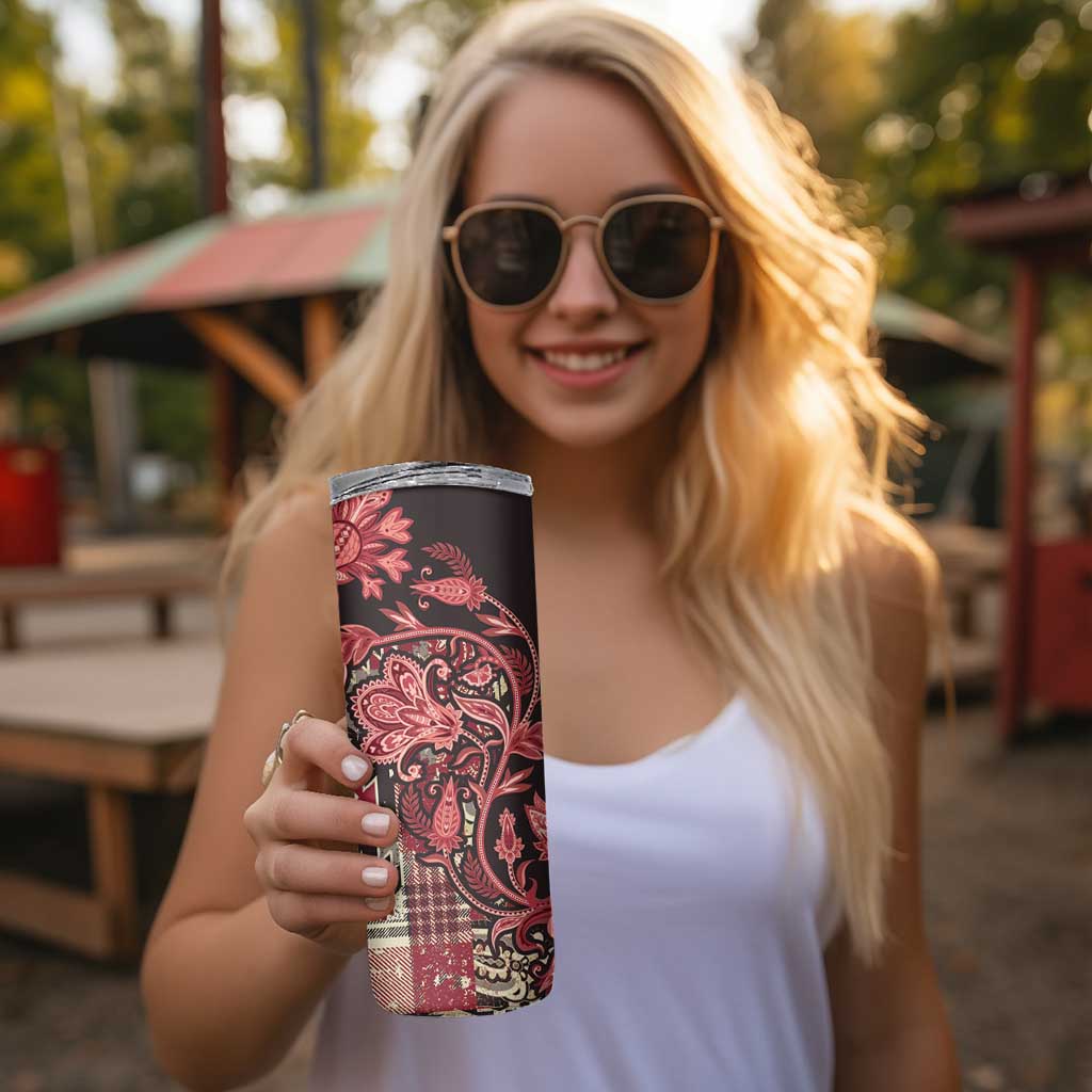 Africa Floral mix Maasai Shuka Skinny Tumbler Red Moitf - Wonder Print Shop