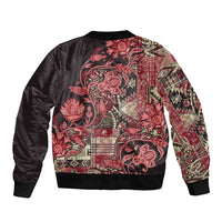 Africa Floral mix Maasai Shuka Sleeve Zip Bomber Jacket Red Moitf - Wonder Print Shop