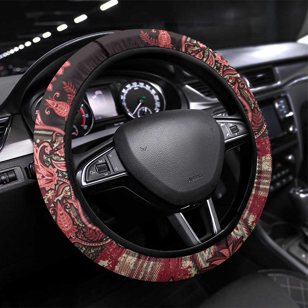 Africa Floral mix Maasai Shuka Steering Wheel Cover Red Moitf - Wonder Print Shop