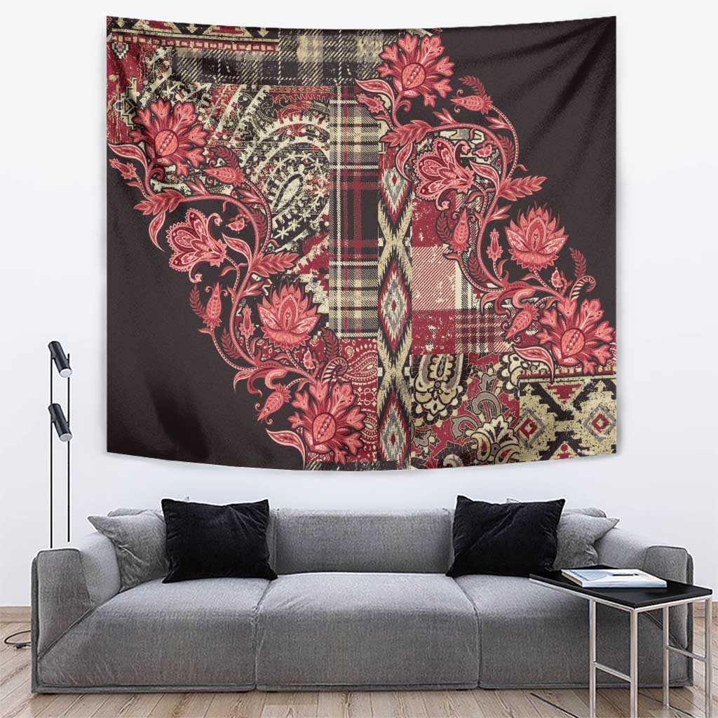 Africa Floral mix Maasai Shuka Tapestry Red Moitf - Wonder Print Shop