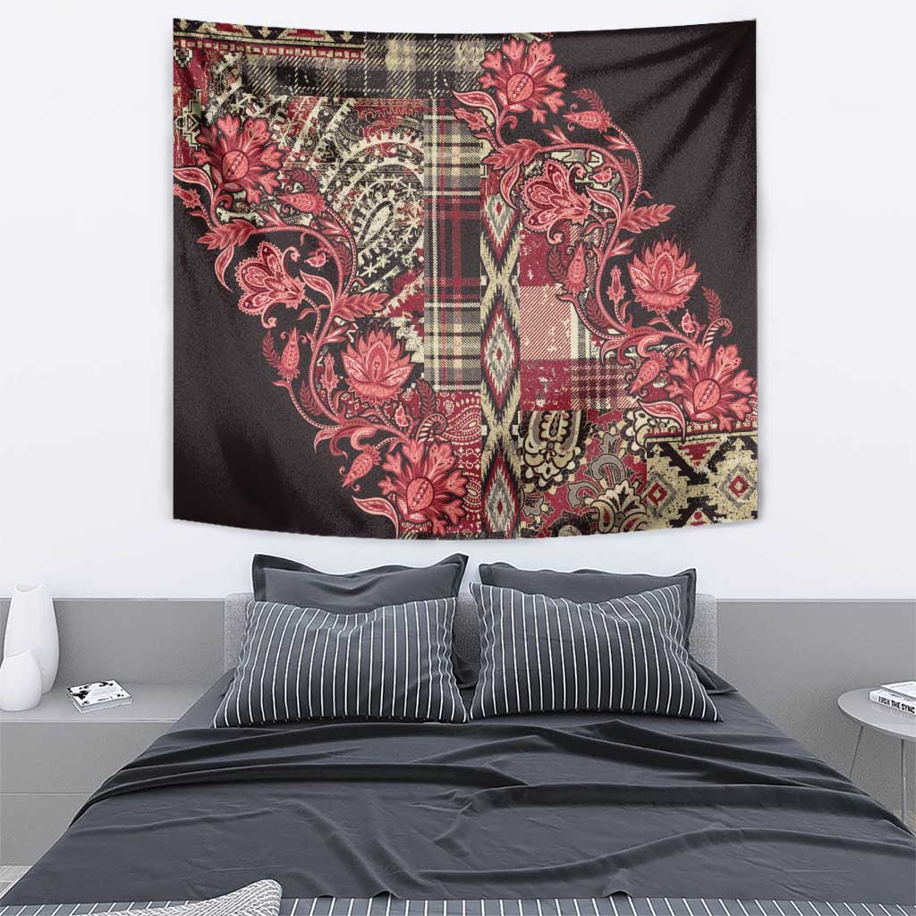 Africa Floral mix Maasai Shuka Tapestry Red Moitf - Wonder Print Shop