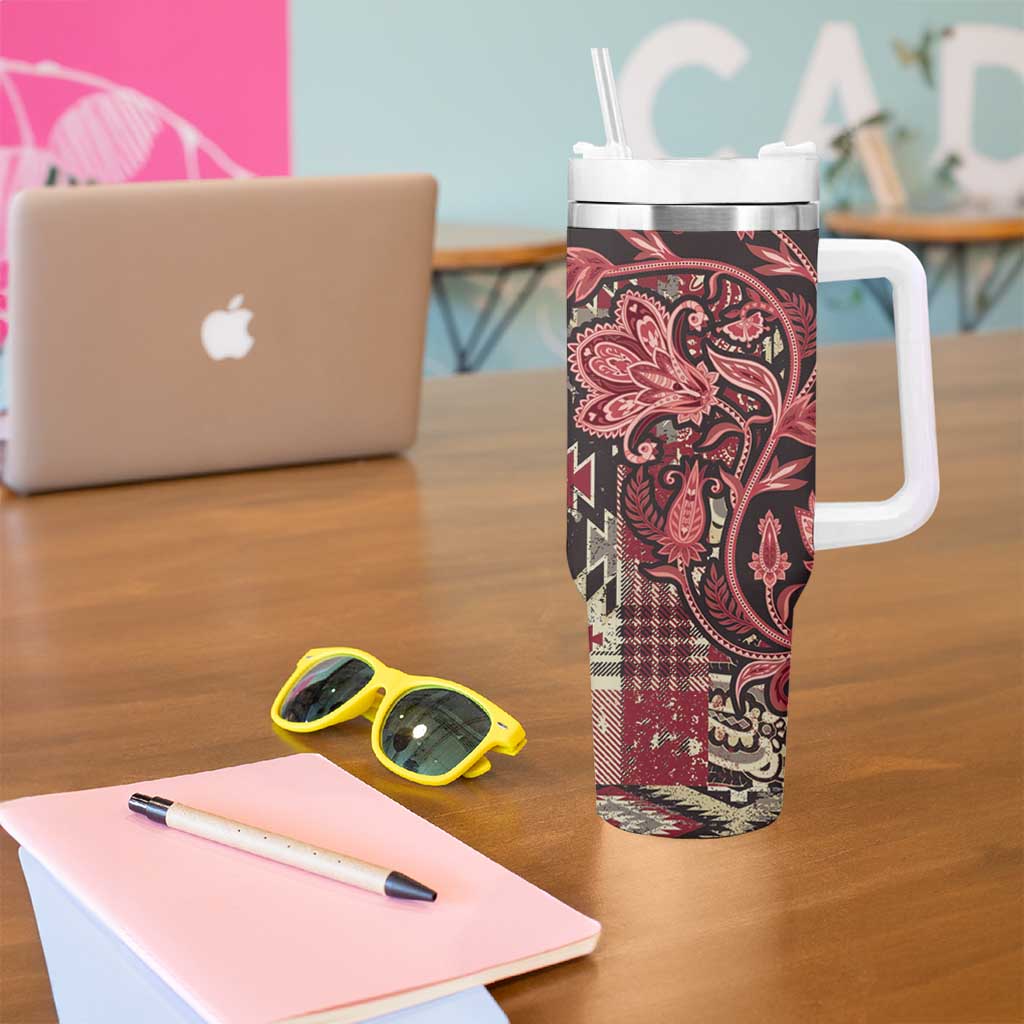 Africa Floral mix Maasai Shuka Tumbler With Handle Red Moitf - Wonder Print Shop