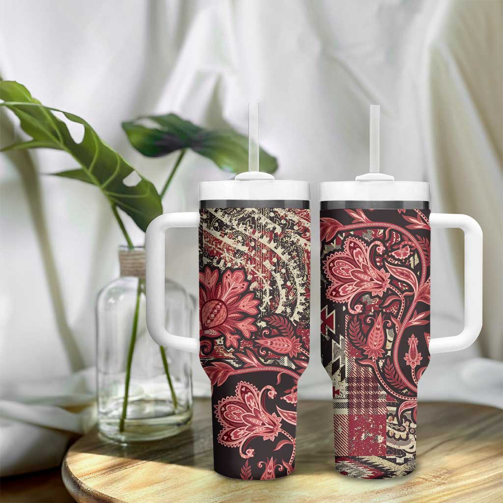Africa Floral mix Maasai Shuka Tumbler With Handle Red Moitf - Wonder Print Shop