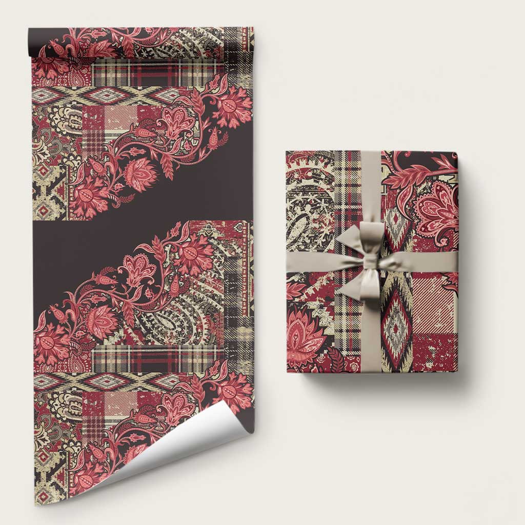 Africa Floral mix Maasai Shuka Wrapping Paper Red Moitf - Wonder Print Shop