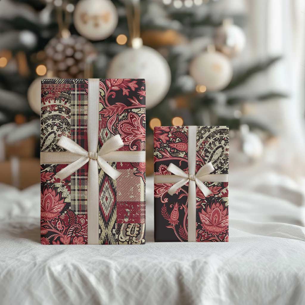 Africa Floral mix Maasai Shuka Wrapping Paper Red Moitf - Wonder Print Shop