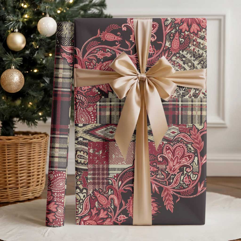 Africa Floral mix Maasai Shuka Wrapping Paper Red Moitf - Wonder Print Shop