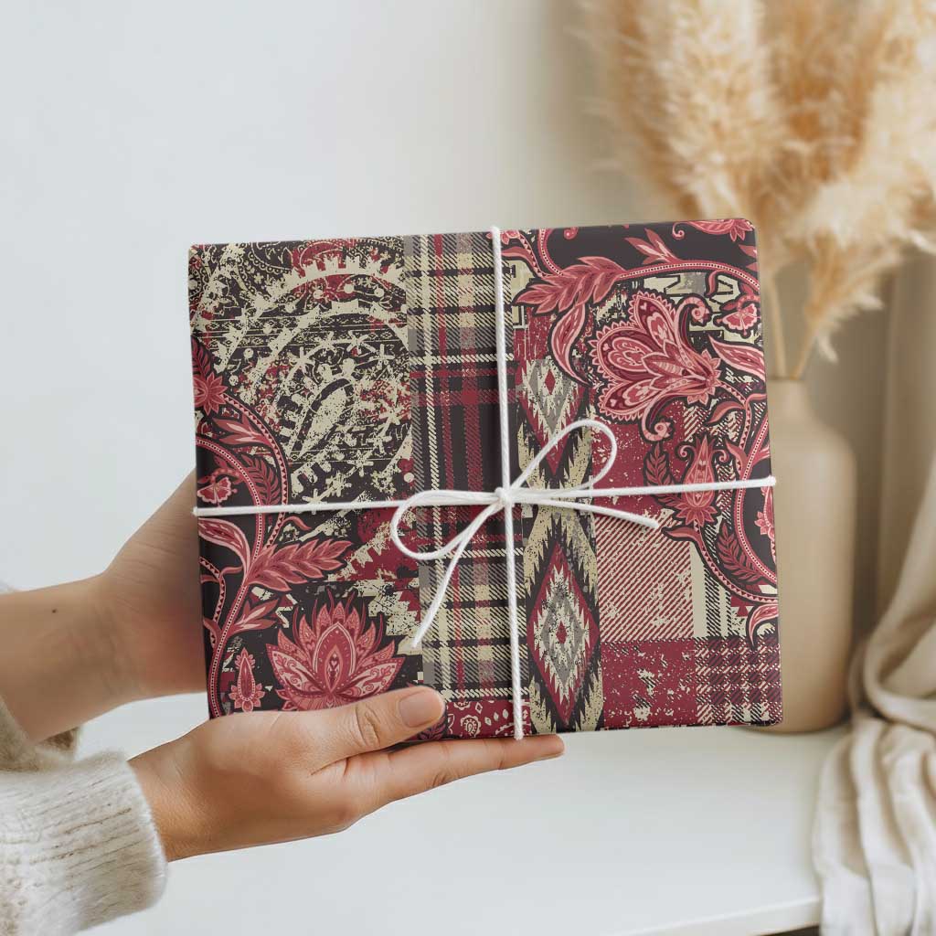 Africa Floral mix Maasai Shuka Wrapping Paper Red Moitf - Wonder Print Shop