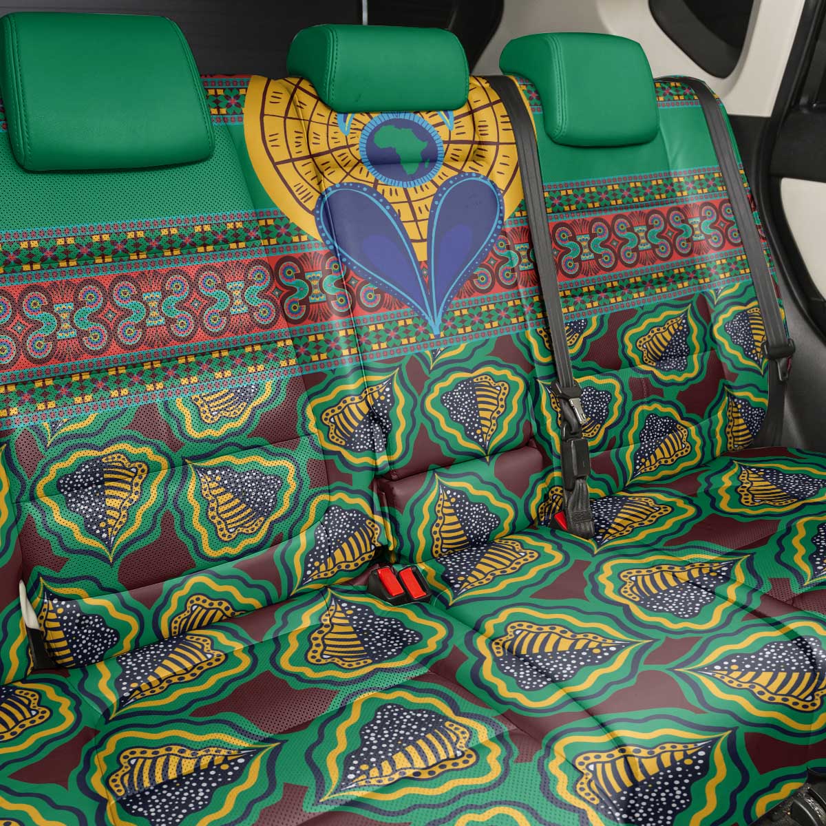 African Pattern Traditional Kanga Style Back Car Seat Cover LT9 - Wonder Print Shop