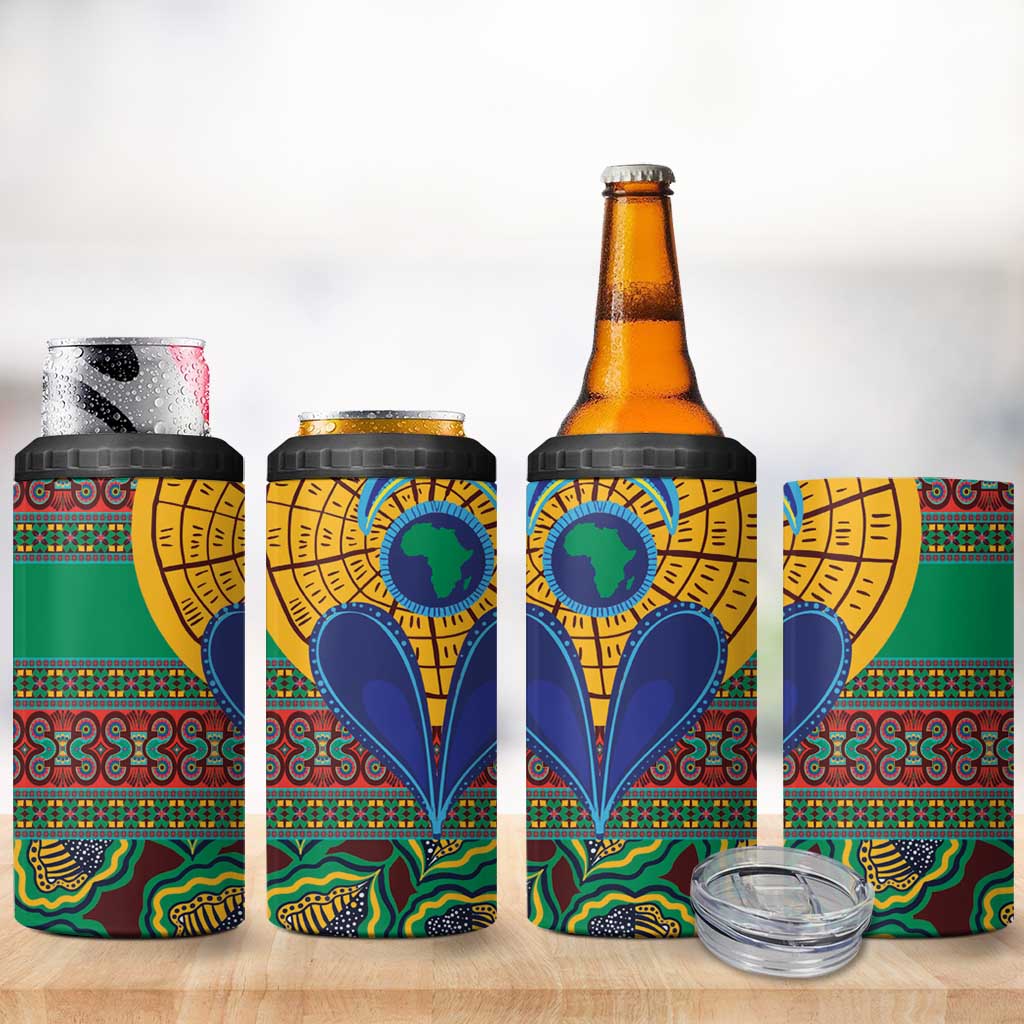 African Pattern Traditional Kanga Style 4 in 1 Can Cooler Tumbler LT9 - Wonder Print Shop