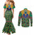 African Pattern Traditional Kanga Style Couples Matching Mermaid Dress and Long Sleeve Button Shirt