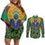 African Pattern Traditional Kanga Style Couples Matching Off Shoulder Short Dress and Long Sleeve Button Shirt LT9 - Wonder Print Shop